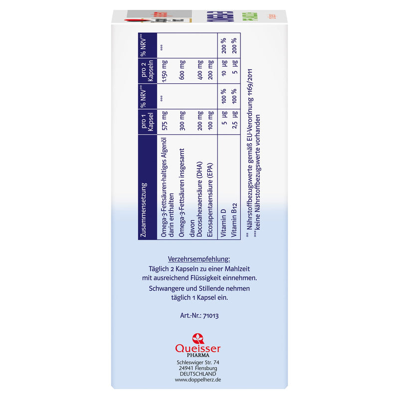 Doppelherz system OMEGA-3 VEGETABLE - algae oil - vitamin D as a contribution to the normal function of the immune system - 120 capsules 120 pieces (pack of 1) - NewNest Australia