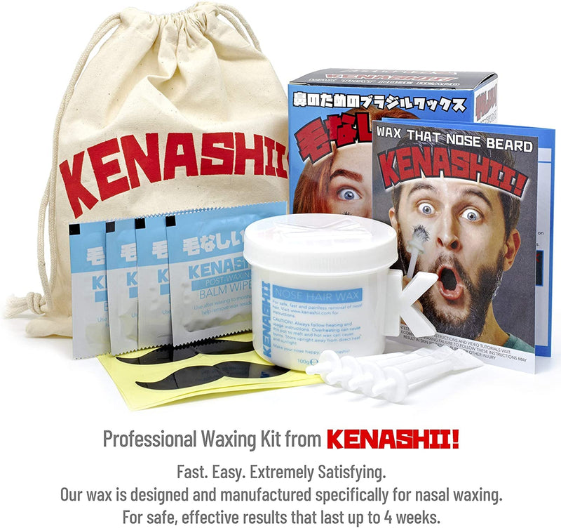 Nose Wax Kit, 100 g Wax, 24 Applicators. The Original and Best Nose Hair Removal Kit from Kenashii. Nose Waxing For Men and Women. 12 Applications, 12 Post Waxing Balm Wipes, 12 Mustache Guards - NewNest Australia