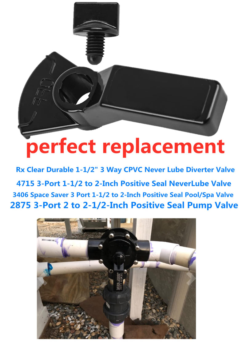Never Lube Valve Handle R0487200/7433 & Knob 4603/R0486900 Replacement Kit Fits fit for Zodiac Jandy 2-Port/3-Port Valve - Black(1) 1 - NewNest Australia