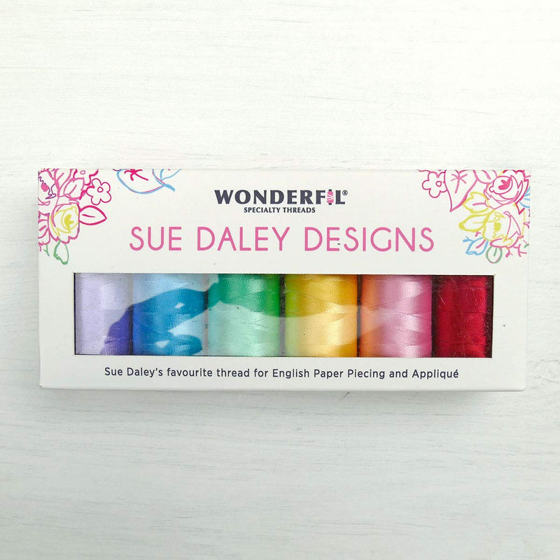 WonderFil Sue Daley Designs Brights Specialty Threads, 6 x 273yd spools 2-Ply 80wt Cottonized Soft Polyester Silk-Like Thread Fine Sewing English Paper Piecing EPP Applique Sewing Stippling Decobob - NewNest Australia