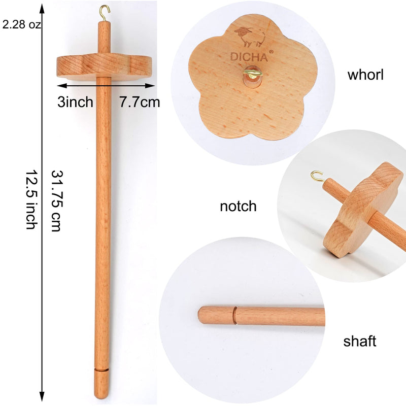 DICHA 3 Inch Flower Shaped Drop Spindle Kit- High Low Whorl Wooden Spindles with Tutorial -Weaving Spinning Wheels for Beginners-All in A Gift Box-Perfect Spinner Gifts-Durable,Easy to Use - NewNest Australia