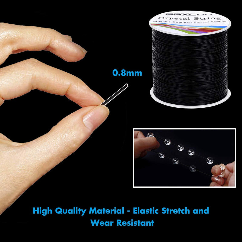 Paxcoo Stretchy String for Bracelets, 0.8mm Black Elastic String Bracelet Cord Jewelry Bead Thread for Bracelets, Necklaces, Beading and Jewelry Making - NewNest Australia