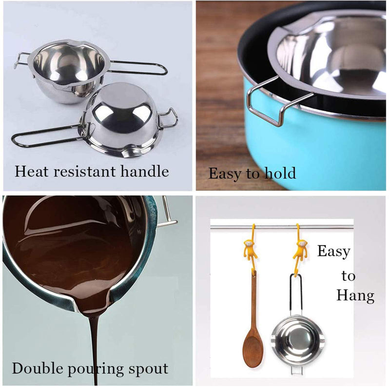 600ml/20oz 304 Stainless Steel Double Boiler Pot, Melting Pot with Large Serving Spoon for Butter Chocolate Candy Butter Cheese, Candle Making Pot 600ml Silver - NewNest Australia
