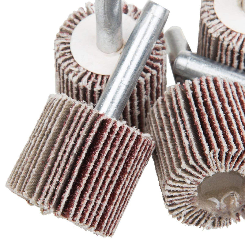 1" x 1" x 1/4" Shank Mounted Flap Wheels, 80 Grit Aluminum Oxide Mounted Abrasive Grinding Tool - 10 Pack - NewNest Australia