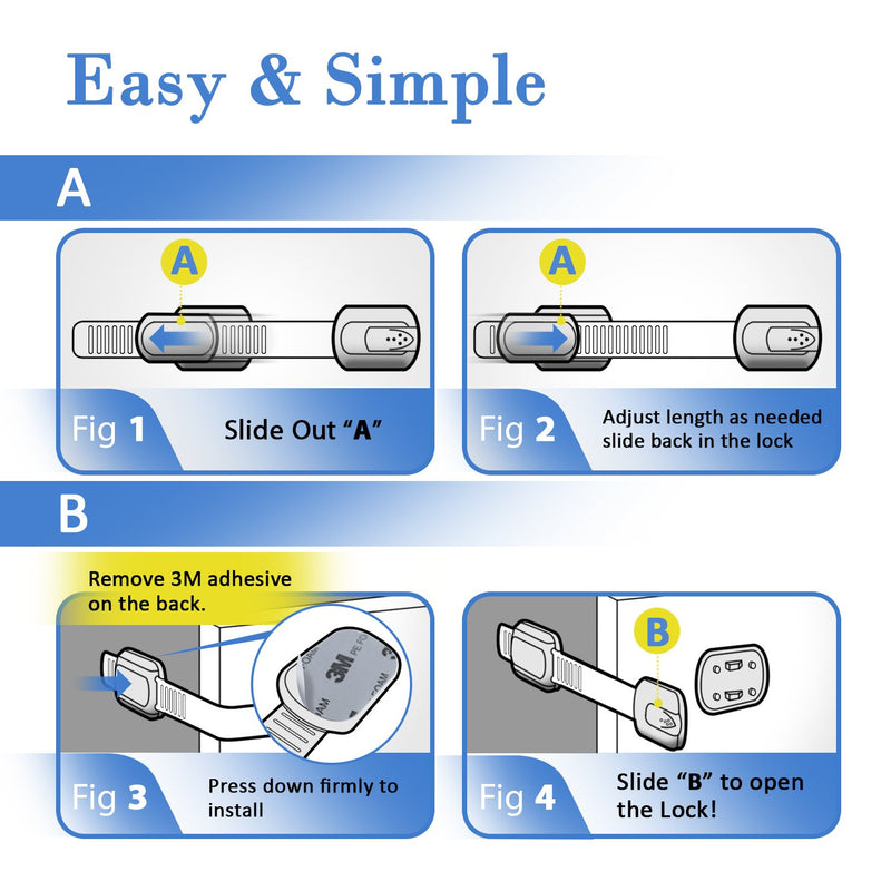 Child Safety Strap Locks (8 Pack) for Fridge, Cabinets, Drawers, Dishwasher, Toilet, Adhesives No Drilling - Jool Baby… - NewNest Australia