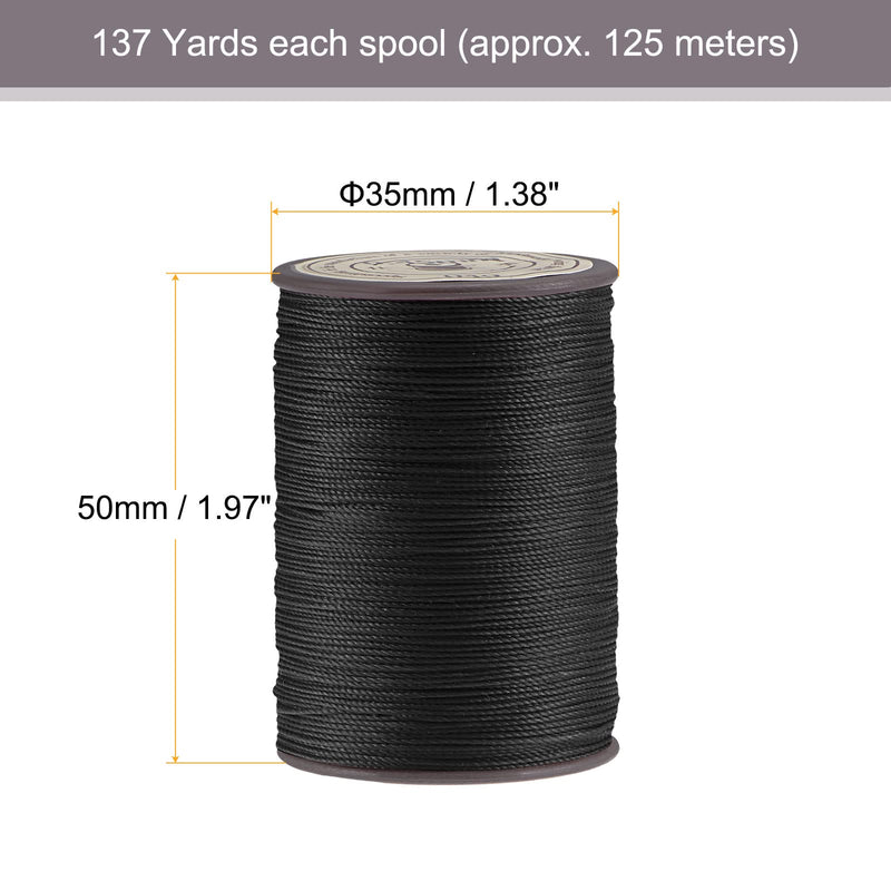 uxcell Thin Waxed Thread 137 Yards 0.55mm Dia Polyester Wax-Coated String Cord for Machine Sewing Embroidery Hand Quilting Weaving, Black - NewNest Australia