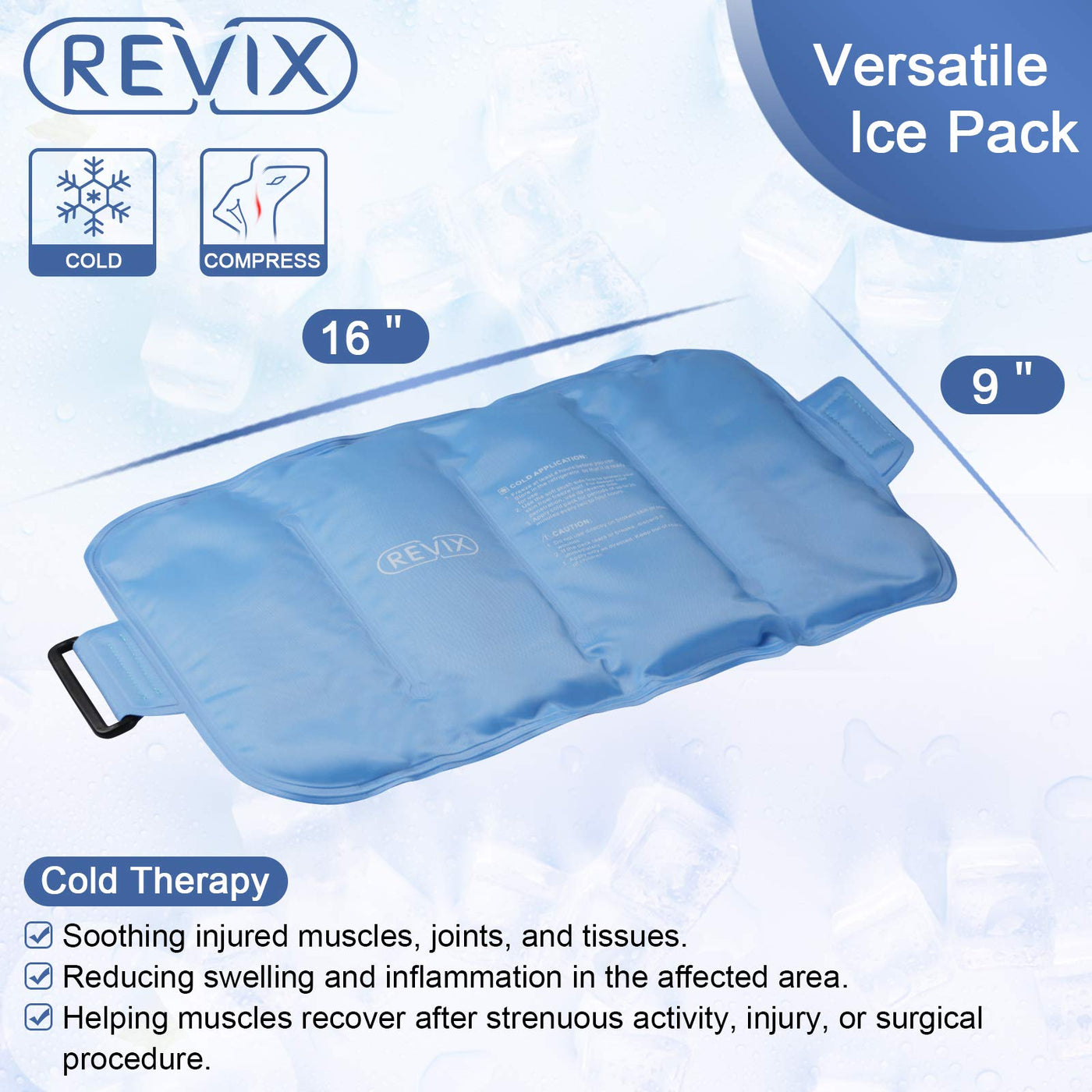 REVIX Ice Pack for Back Injuries, Hip, Arm & Knee Swelling, Bruises 