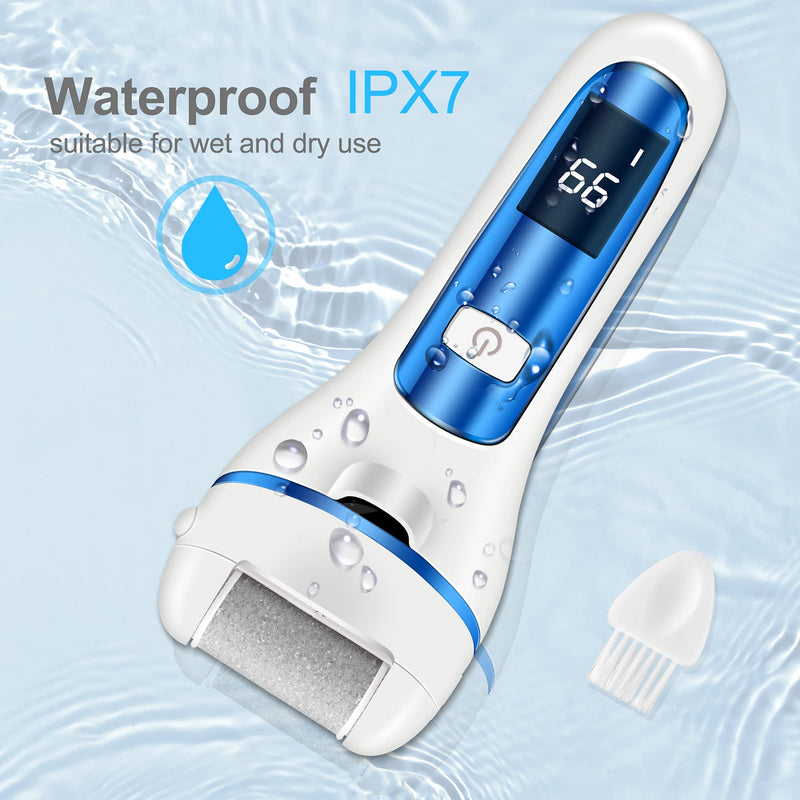 Hard Skin Remover Foot File Electric, Ratukall Rechargeable Dry Skin Remover for Feet, Professional Pedicure Tools Foot Scrubber Care Kit with Storage Bag for Dead Skin Cracked Corn Heels Calluses Blue - NewNest Australia