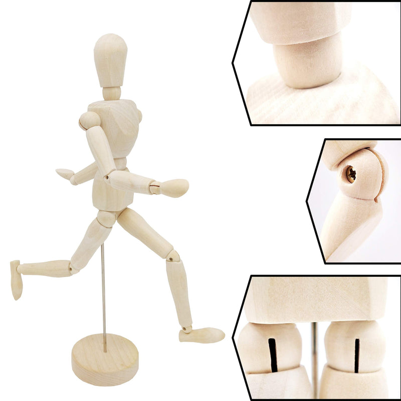 12'' Wooden Artists Manikin, Sketching Drawing Articulated Jointed Mannequin, Wood Human Figure Model for Home Office Desk Decoration - NewNest Australia