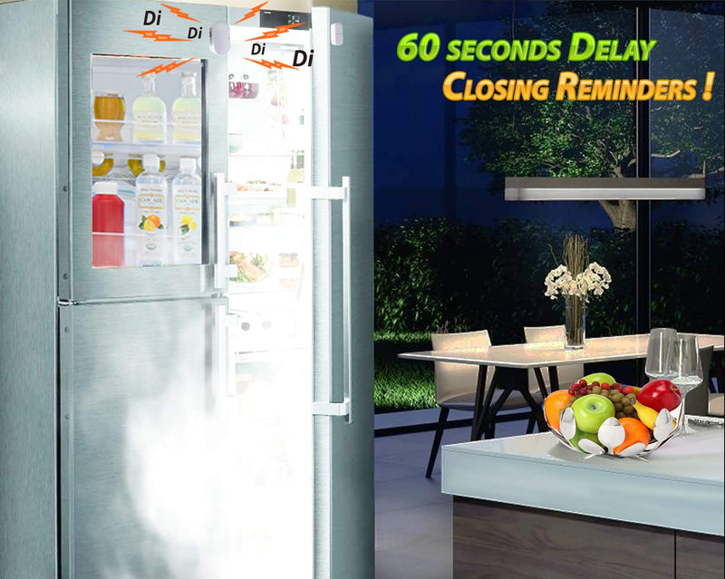 FRIDGGI - Freezer Door Alarm when Left Open, Refrigerator Door Alarm with Delay 80 dB to 110 dB, 60sec, 120sec, 180sec Reminders (Black) Black - NewNest Australia