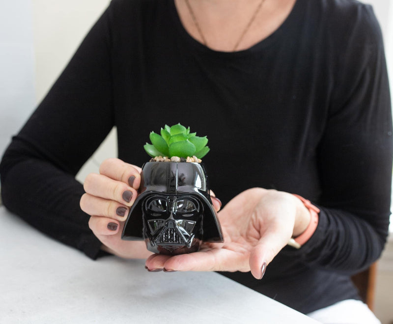 Star Wars Darth Vader Helmet 3-Inch Ceramic Mini Planter with Artificial Succulent | Small Flower Pot, Faux Indoor Plants For Desk Shelf, Home Decor Trinket Tray | Movie Gifts and Collectibles - NewNest Australia