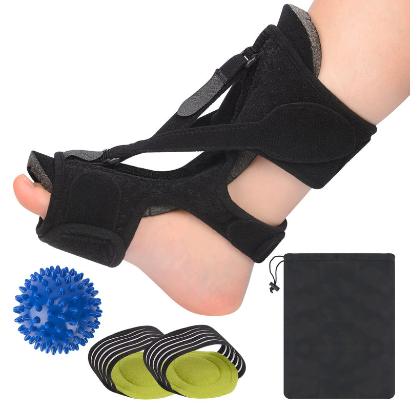 supregear Plantar Fasciitis Night Splint Set, Adjustable 3 Straps Foot Splint Support Ankle Brace with Massage Ball and Arch Supports for Plantar Fasciitis Flat Feet Achilles Tendonitis, Black - NewNest Australia