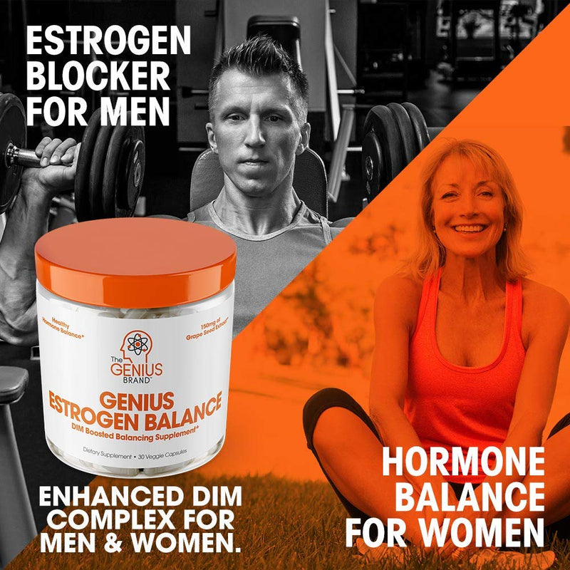Genius Estrogen Balance – DIM Supplement w/Grape Seed Extract, Dual Estrogen Blocker for Men & Hormone Balance for Women – Aromatase Inhibitor – Cortisol Manager & Thyroid Support, 30 Veggie Pills - NewNest Australia