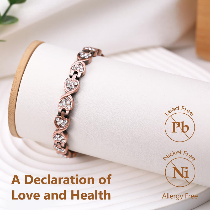 Jeracol Copper Magnetic Bracelet for Women, Infinite Love Design Women Magnetic Wristband with Ultra Strength 3800 Guass Magnets, Brazaletes Jewelry with Remove Tool & Gift Box (Copper1) Copper1 - NewNest Australia