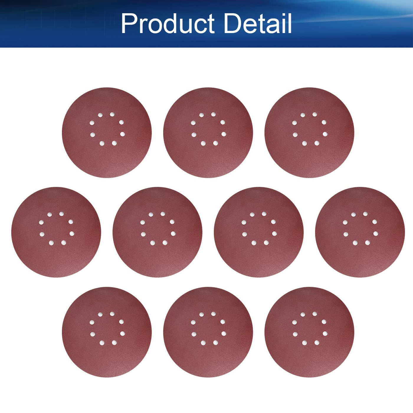 10Pcs 7 Inch 8 Hole Hook and Loop Sanding Disc 120 Grit Flocking
