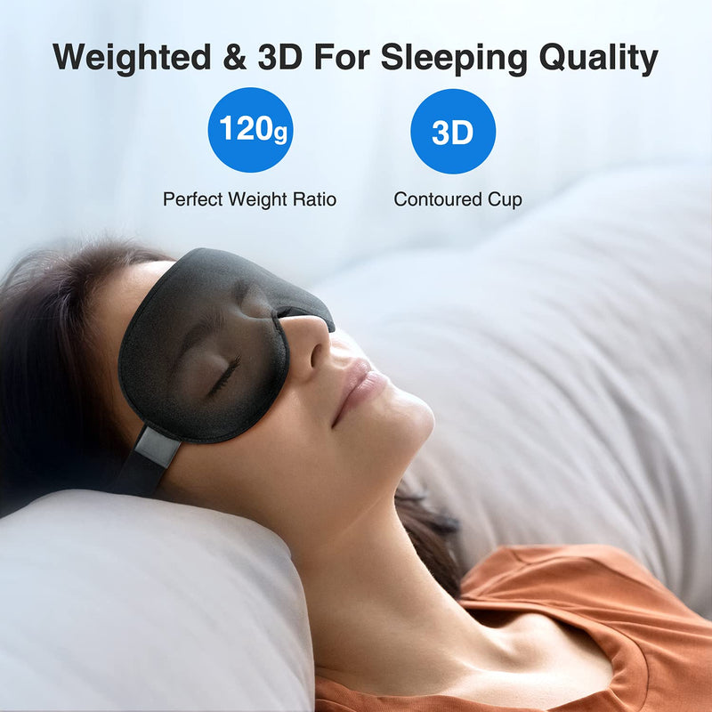 Umisleep Sleep Mask, Women Men 2022 3D Weighted Eye Mask Blocking Lights Sleeping Mask, Relieve Stress, Headache Eye Cover Adjustable Strap,120g Blindfold for Travel/Nap/All Night Sleeping - NewNest Australia