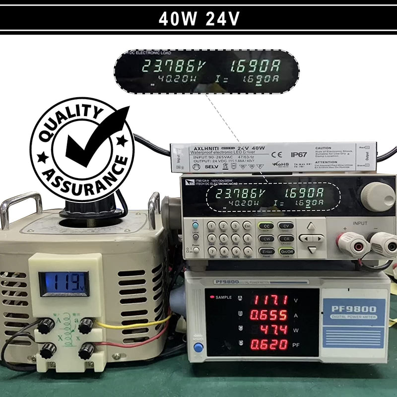 LED Driver 40W 24V, Waterproof IP67 24V Power Supply, LED Transformer 90V-265V AC to 24V DC, LED Power Supply with 3-Prong Plug 3.3 Feet Cable for LED Strip Lights, Constant Voltage LED Products Pack of 1 - NewNest Australia