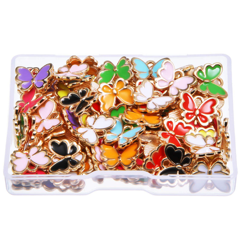 100 Pieces Colorful Butterfly Charms Enamel Butterfly Pendant Jewelry Butterfly Charm Alloy Butterfly Jewelry Charm for Necklace Bracelet Earrings DIY Supplies - NewNest Australia
