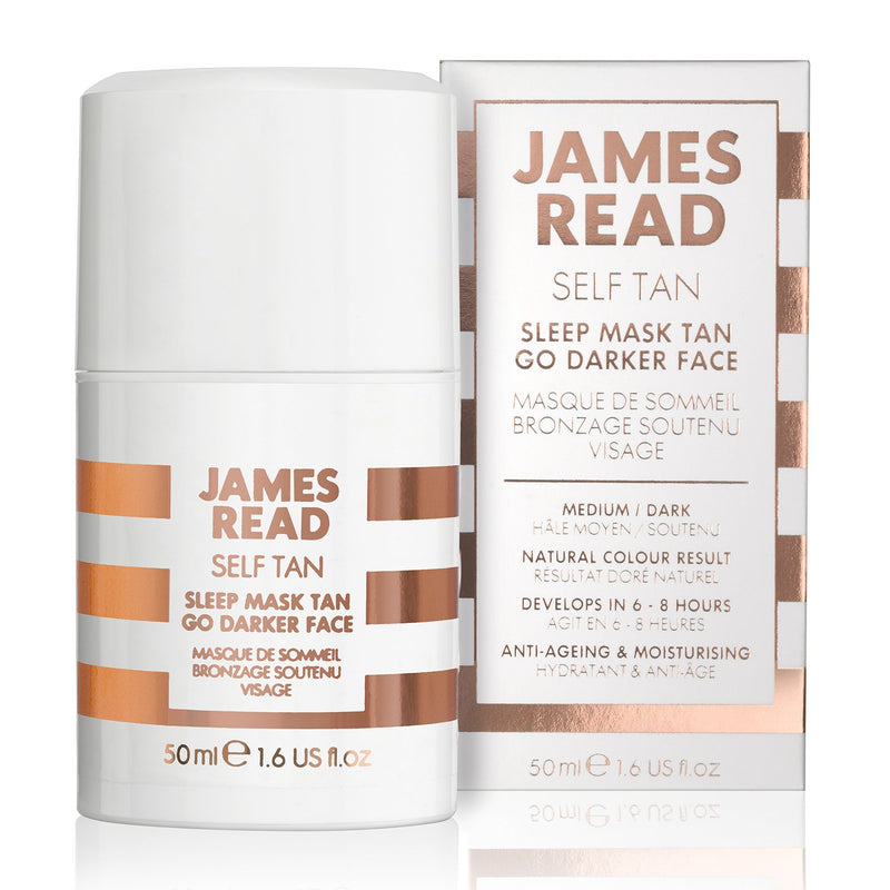 JAMES READ Sleep Mask Go Darker Face 50ml MEDIUM/DARK Overnight Gradual Self Tan Natural Colour Results Develops in 6-8 Hours, Enriched with Aloe Vera & Hyaluronic Acid Lasts up to 7 Days - NewNest Australia