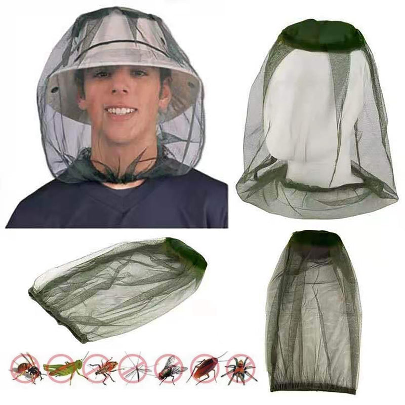 WUDQIJI Head Net Face Mesh Head Cover Pack of 2 Mosquito Net Head Mosquito Cap Head Net Mosquito Protection Hood for Face Protection Outdoor Fishing Camping Hiking (Black, Army Green) - NewNest Australia