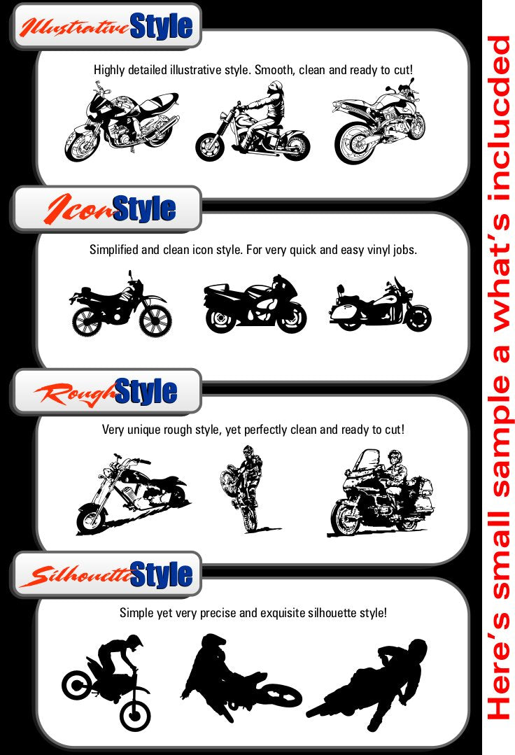 Motorcycle Biker Clipart-Vinyl Cutter Plotter Clip Art Images-Sign Design Vector Art Graphics CD-ROM - NewNest Australia