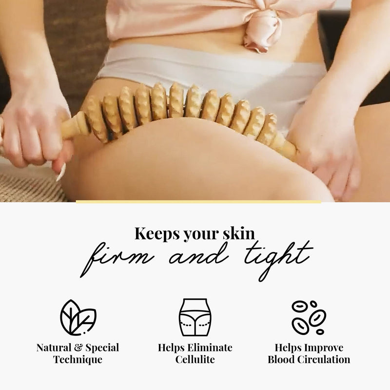 Tuuli Accessories - Curved Wooden Massage Roller for Waist and Thigh, Multi-Functional Body Roller for Cellulite Reduction and Muscle Tension, Natural Massager for Women and Men - NewNest Australia