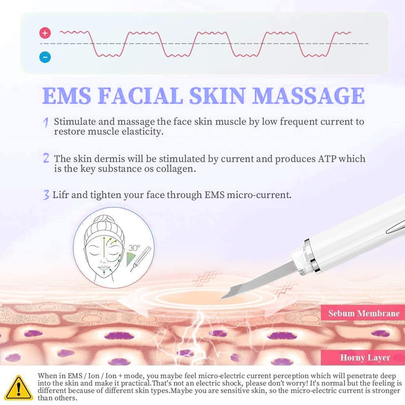 Skin Scrubber, ANLAN Ultrasonic EMS Ion Exfoliating Device Face Cleanser and Blackhead Remover Pores Cleaning Wrinkle Remover Comedone Extractor Skin Care With 4 Modes USB Rechargeable White-1 - NewNest Australia