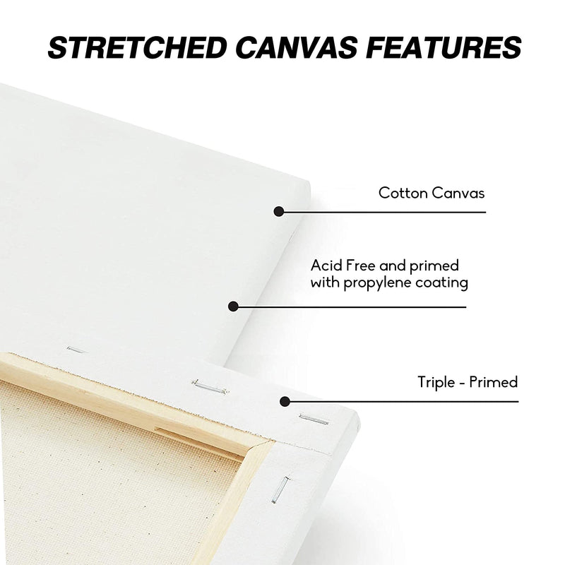 CONDA 4x4 inch Stretched Canvas for Painting, Pack of 12, 100% Cotton, 5/8 Inch Profile Value Bulk Pack for Acrylics, Oils Painting 4x4 inch, 12 Pack - NewNest Australia