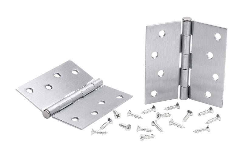 Global Door Controls CP4040-26D Square Corner Imperial USA 4 x 4 in. Brushed Chrome Plain Bearing Steel Residential Hinge-Set of 2, 2 Piece - NewNest Australia