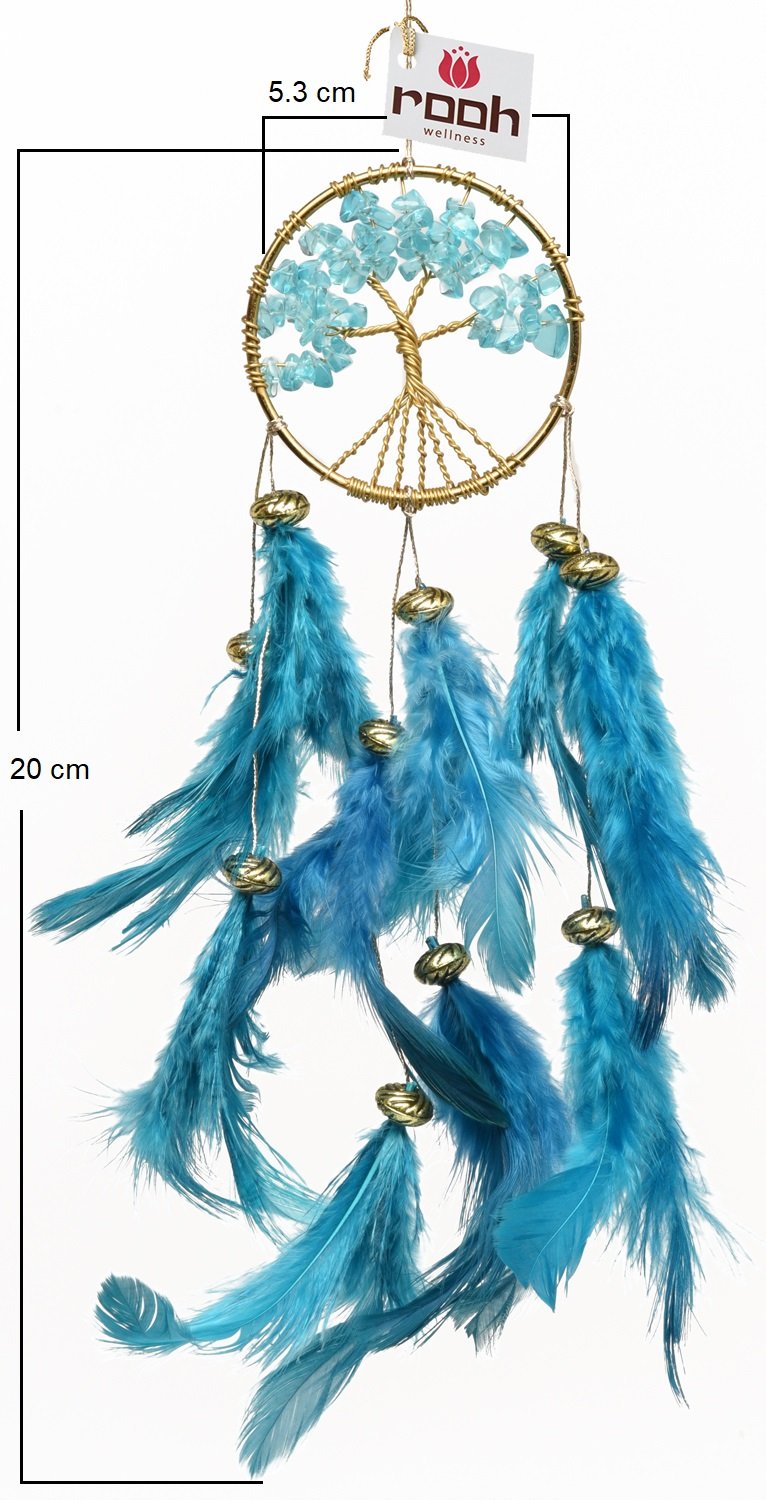 NewNest Australia - Rooh Dream Catcher~Healing Tree~Handmade Hangings for Positivity (Used as Home DÃcor Accents, Wall Hangings, Garden, Car, Outdoor, Bedroom, Key Chain, Meditation Room, Yoga Temple, Windchime) (Green) 