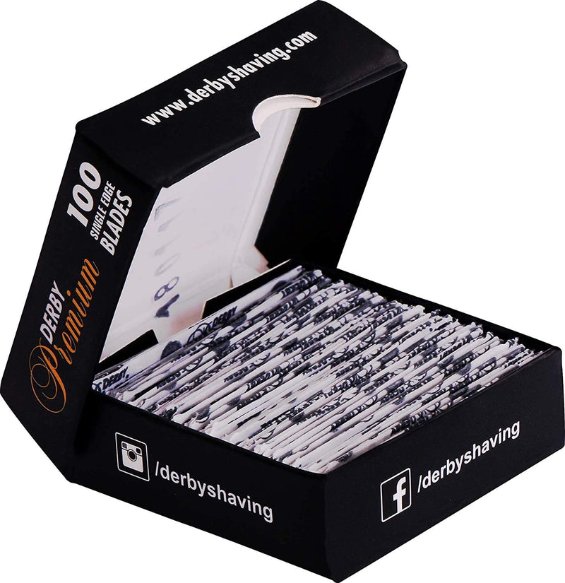 Utopia Care Professional Barber Straight Edge Razor Safety with 100-Pack Derby Blades - 100 Percent Stainless Steel (Black) Black - NewNest Australia