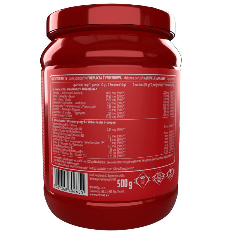 Activlab Eaa Xtra Instant | 500G | All 8 Essential Exogenous Amino Acids With B Vitamins | 50 Servings | Workout Drink - Mango Blackberry | Optimal Value, Made In Poland | Measuring Cup | Vegan - NewNest Australia