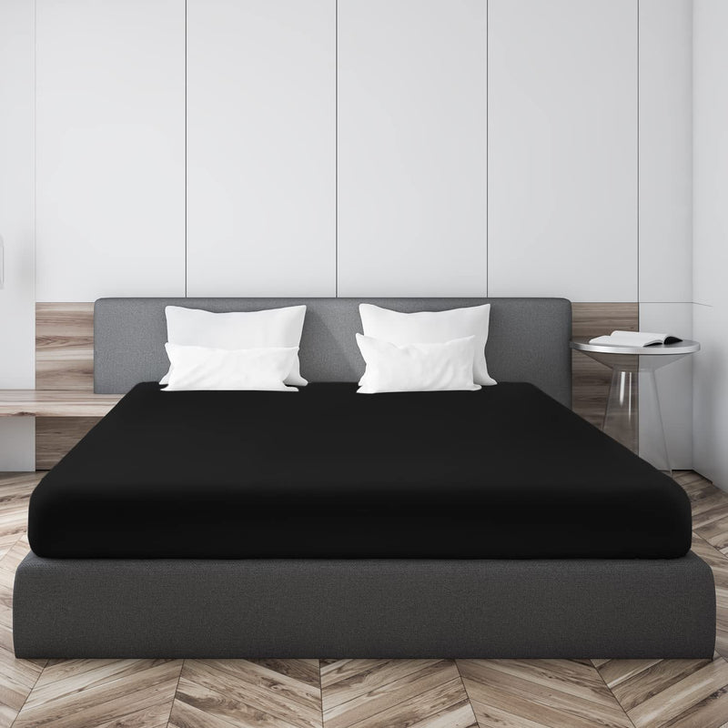 Lux Decor Collection Fitted Sheet - 16 Inches Deep Pocket Twin Sheets - Ultra Soft 1800 Thread Count Brushed Microfiber Fitted Sheet - Wrinkle, Fade & Shrinkage Resistant (Black, Twin) Black - NewNest Australia
