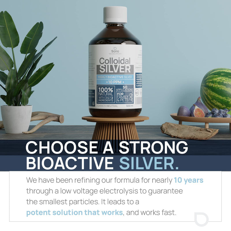 Colloidal silver 10ppm 500 ml ● Premium silver water Stronger than 25ppm ● For humans, dogs & cats ● Carbon neutral ● 100% natural with 2 ingredients 500.00 ml (pack of 1) - NewNest Australia