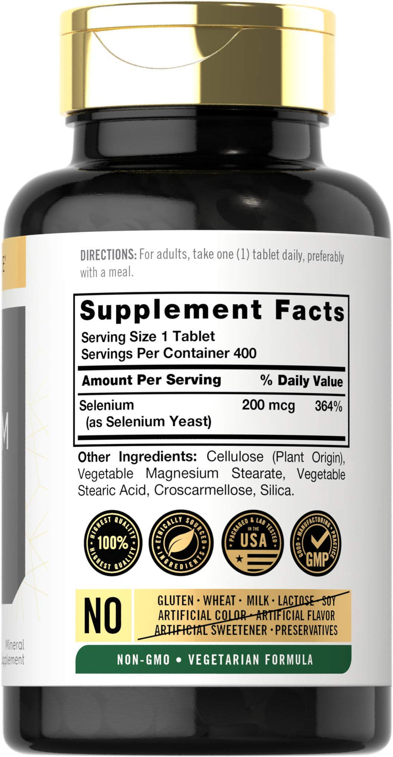 Selenium 200mcg | 400 Tablets | Vegetarian, Non-GMO & Gluten Free Supplement | by Carlyle - NewNest Australia