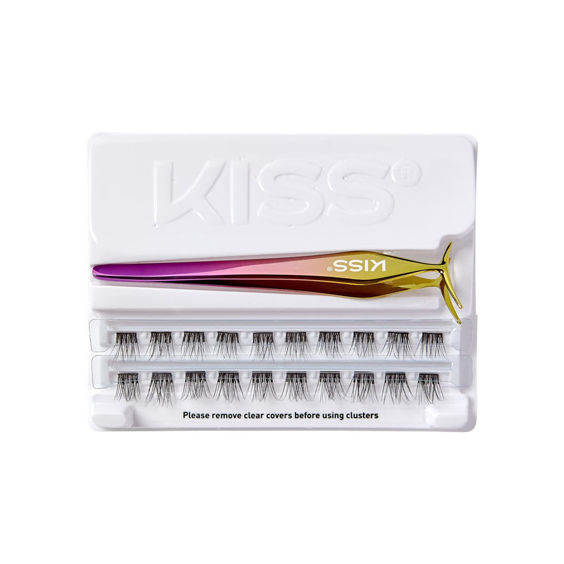 KISS imPRESS Press-On Falsies Eyelash Clusters Kit, Natural, Black, Fuss Free, Invisible Band, Natural, 24 Hours, No Damage, No Sticky Residue, Gorgeous, Flawless, Quick & Easy | 20 Clusters - NewNest Australia