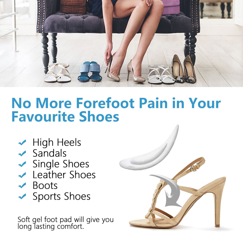 PrettSole Metatarsal Pads, Gel Foot Pads for Ball of Foot, 4 Pack Forefoot Cushions Support Adhere to Shoes for Metatarsalgia, Morton's Neuroma Pain Relief - Clear - NewNest Australia