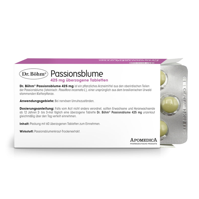 Dr. Böhm Passionflower, 60 tablets: To calm inner restlessness and nervousness, with passionflower herb extract - NewNest Australia
