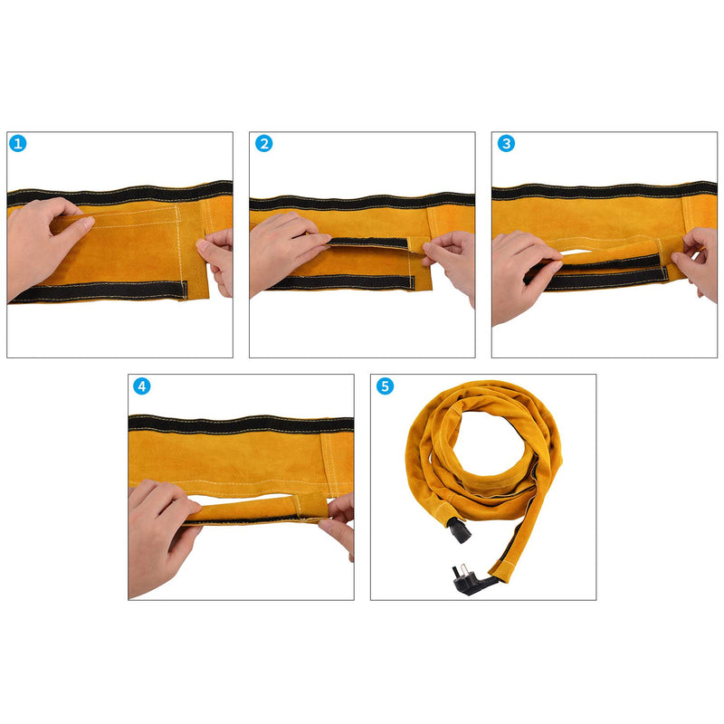 Holulo TIG Welding Torch Cable Cover Flame-Resistant Leather Kevlar Stitched,Yellow MIG/Plasma Cable Sleeves Tig Cover,137'' - NewNest Australia