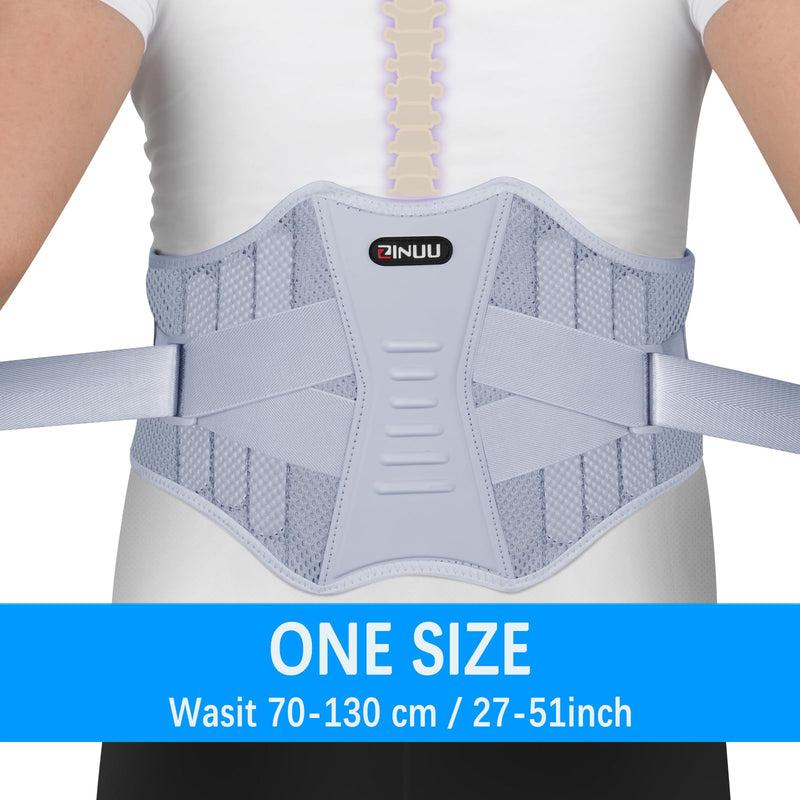 ZINUU Back Support for Men and Women - Lumbar Support Belt Lower Back Pain Relief Back Brace Sciatica Scoliosis Herniated Disc Waist Belt for Father Mother Gifts (Grey, Waist 70-130cm) - NewNest Australia