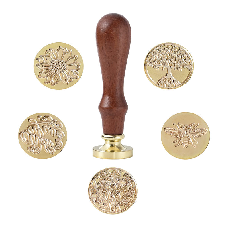 Wax Seal Stamp Set,Ailtuer 6 Pieces Plant Series Sealing Wax Stamp Heads + 1 Wooden Hilt, Vintage Seal Wax Stamp Kit with Gift Box (Botanical Set) Botanical Set - NewNest Australia