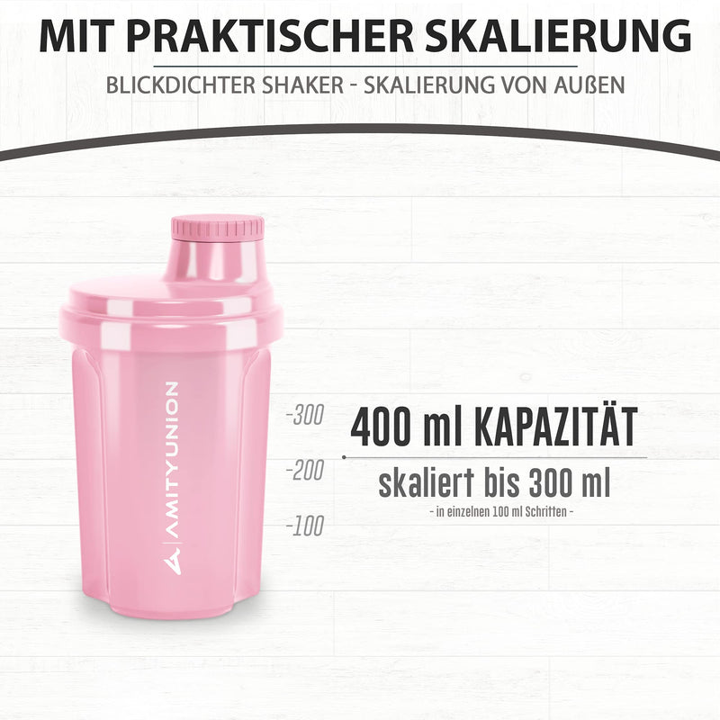 Protein shaker 300 ml “Heaven” leak-proof, BPA free with click-in sieve & scale for creamy whey shakes, gym fitness cup for isolates & sports concentrates, protein shaker, coral pink - NewNest Australia