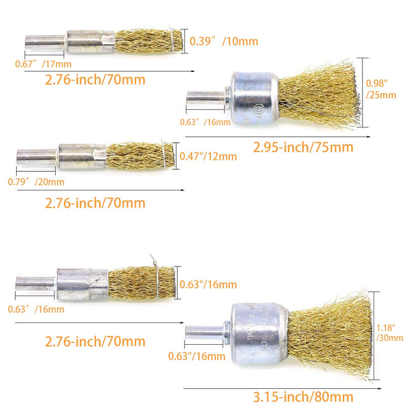 0.39”（10mm）/ 0.47"(12mm)/0.63"(16mm)/0.98"(25mm)/1.18"(30mm) Wire Cup Brush with 1/4" Shank Brass Steel Crimp Wheel Heavy Duty Wires Brushes for Metal, Removal of Rust Corrosion Paint - NewNest Australia