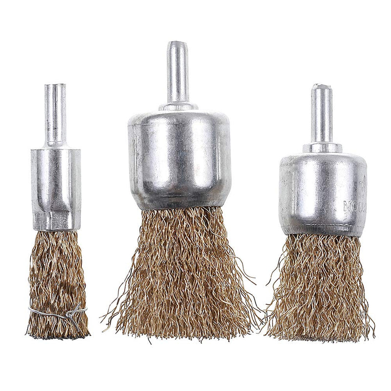 15 Pack Brass Coated Wire Brush Wheel & Cup Brush Set with 1/4-Inch Shank, Rocaris 3 Sizes Coated Wire Drill Brush Set Perfect For Removal of Rust/Corrosion/Paint - NewNest Australia
