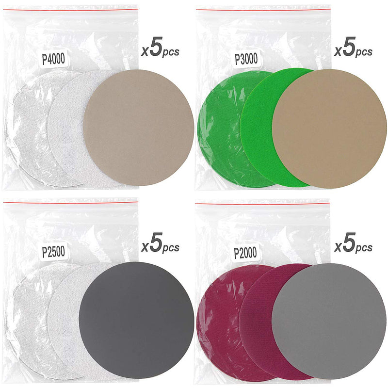 ADVcer 5 inch 35pcs Sanding Discs, Hook and Loop 2000-10000 Grit 7 Assortment Sandpaper, No Hole Wet and Dry Round Sand Paper Pad Assorted Set for Polishing Finishing Sander (#2k/2.5k/3k/4k/5k/7k/10k) 03. D5" 35pcs (2000 to 10000) - NewNest Australia
