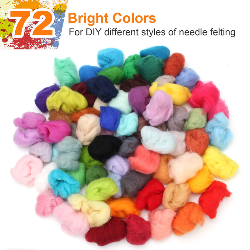 Coitak 72 Colors Fibre Wool Yarn Roving for Needle Felting Hand Spinning DIY Craft Materials - NewNest Australia
