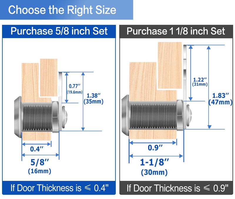 Cam Locks Cabinet Locks Keyed Alike,1-1/8Inch Cylinder Fits on 0.9Inch Max Panel Thickness,Secure Drawer RV Camper Storage,Zinc Alloy(1-1/8Inch 5Pcs) 1-1/8 Inch 5Pcs - NewNest Australia