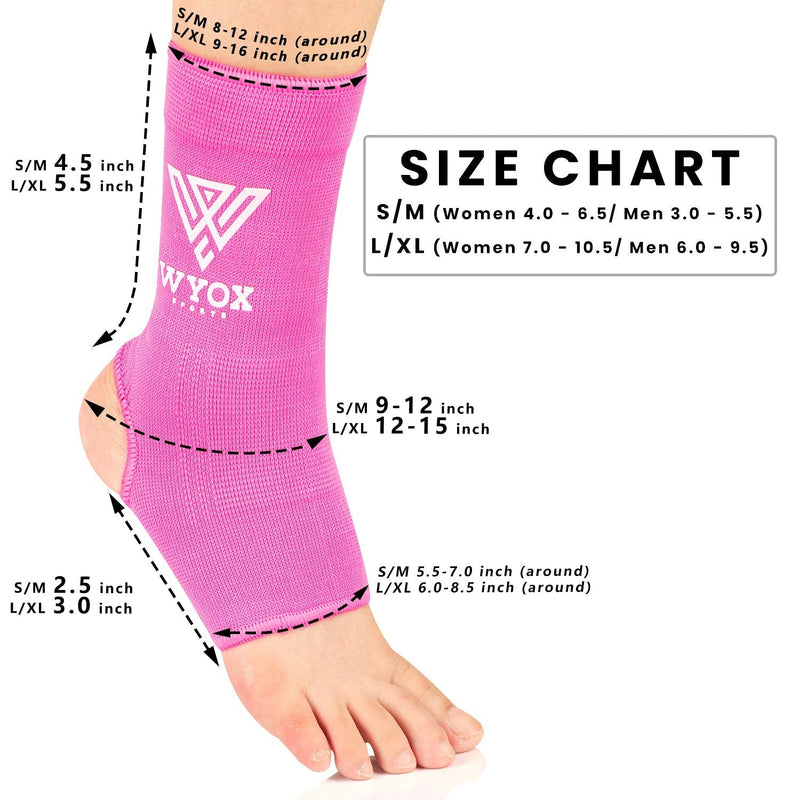WYOX Ankle Wraps Support Boxing Gear for Men Women Muay Thai Ankle Support Kickboxing Wraps Gym Ankle Support (Pair) Pink L / XL (Women 7.0 - 10.5/ Men 6.0 - 9.5) - NewNest Australia