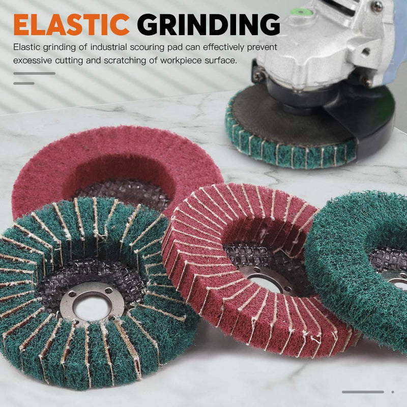 Rustark 8 Pcs 4"Nylon Fiber Flap Disc Polishing Grinding Wheel Set, Scouring pad Buffing Wheel for Angle Grinder, Abrasive Sanding Wheels, Nylon Polishing Disc Kit (120/180/240/320 Grit) 120/180/240/320 Grit - NewNest Australia