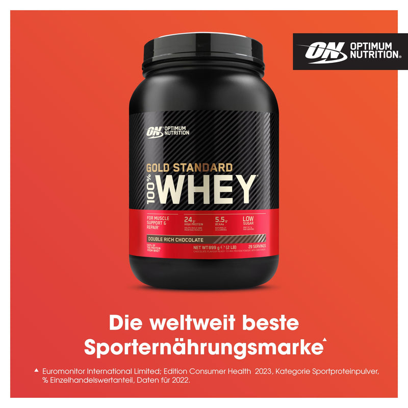 Optimum Nutrition Gold Standard 100% Whey Protein Powder for Muscle Building and Recovery with Naturally Occurring Glutamine and BCAA Amino Acids, Double Rich Chocolate, 29 Servings, 899g 2lb - NewNest Australia